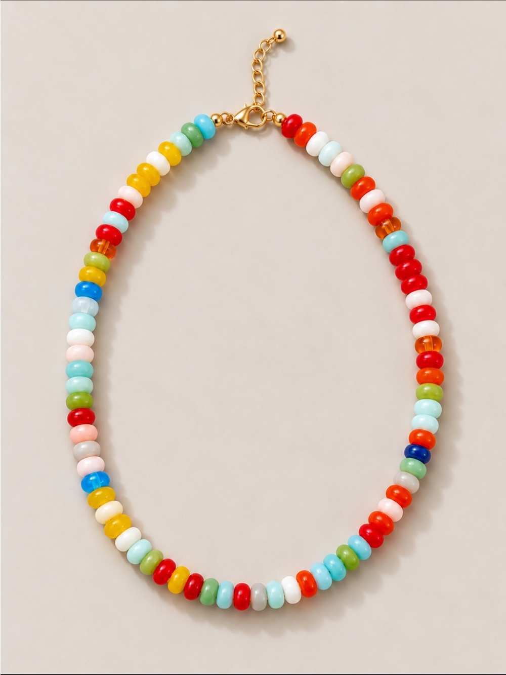 New! Red Colorful Mixed Beaded Necklace NWOT 5022